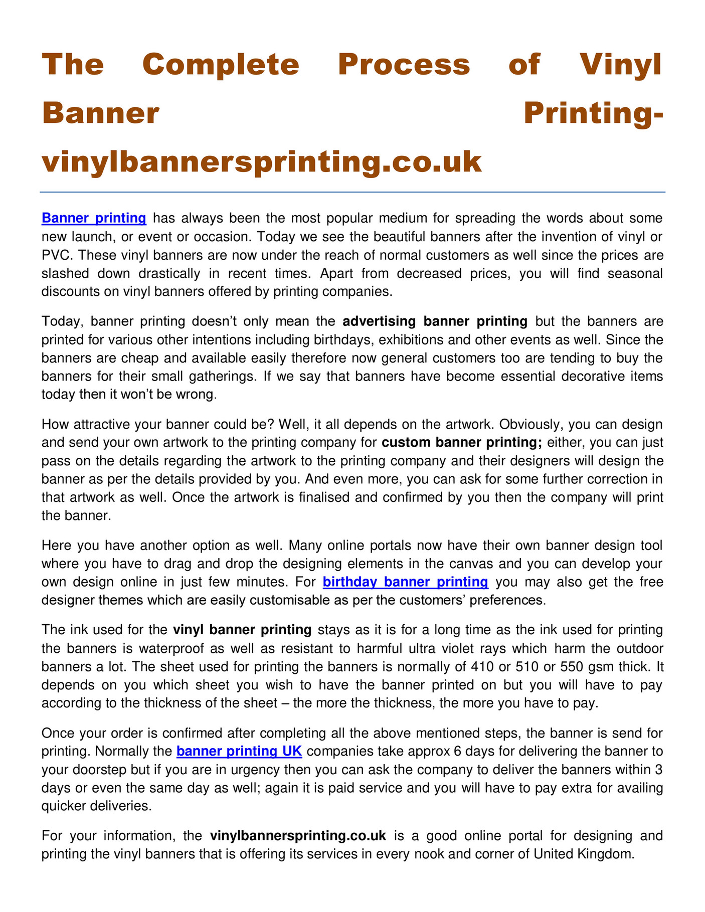My Publications The Complete Process Of Vinyl Banner Printing