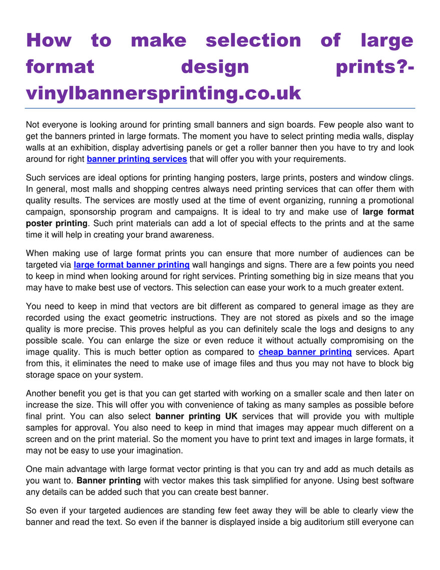 My Publications How To Make Selection Of Large Format Design
