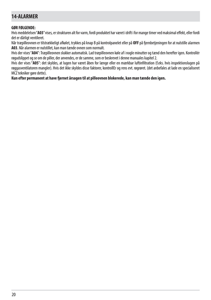 MCZ Norden - Brugsvejledning MCZ MUSA-CLUB 3.0_02_DK - Page 20-21 - Created  with Publitas.com