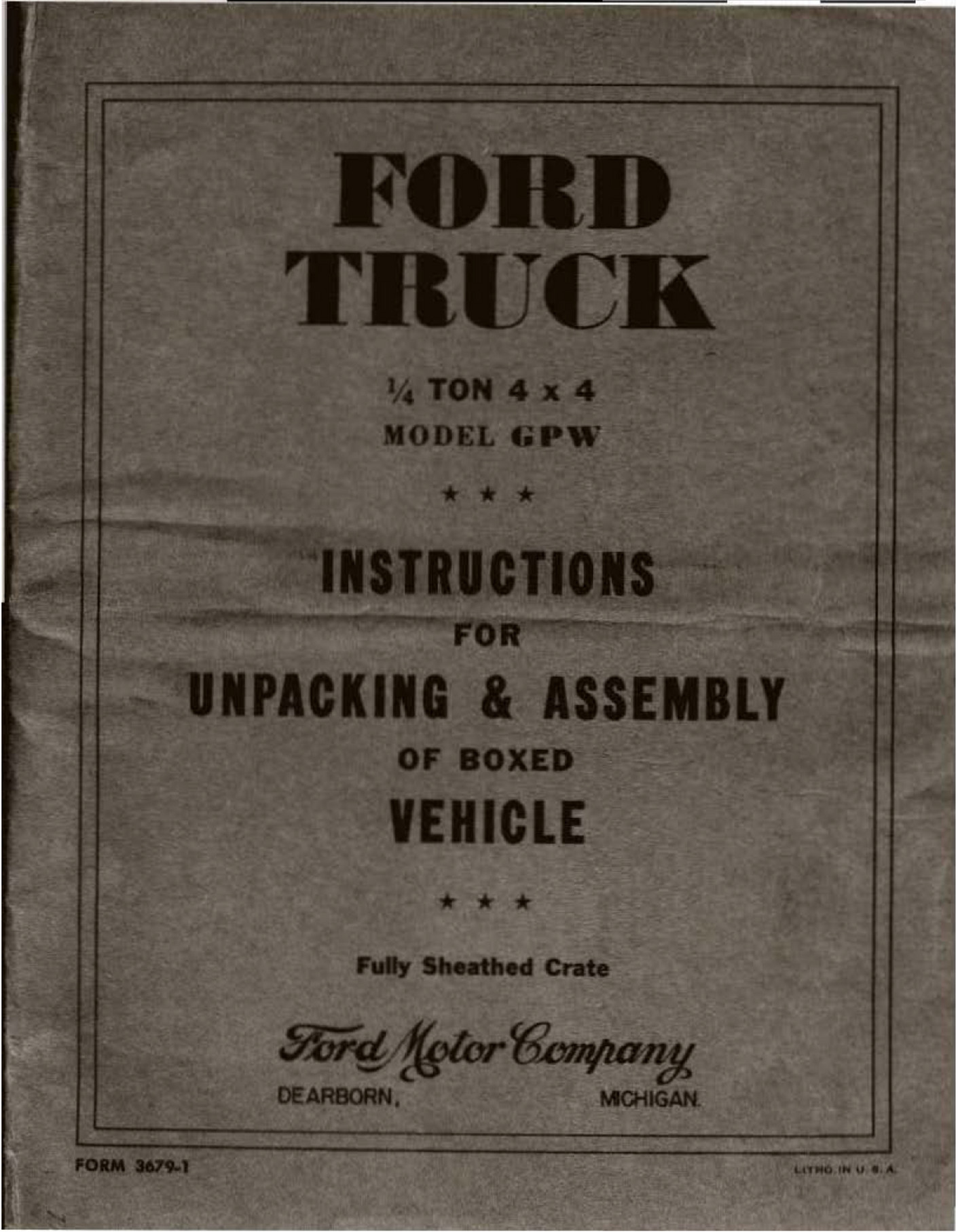 Ford Truck Model GPW Instructions