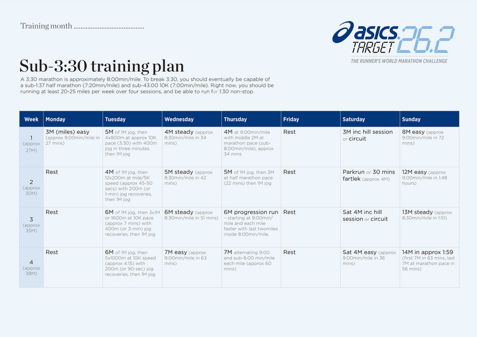 Choose A Challenge Information Packs Asics Trainingplans Sub 3 30 Page 1 Created With Publitas Com
