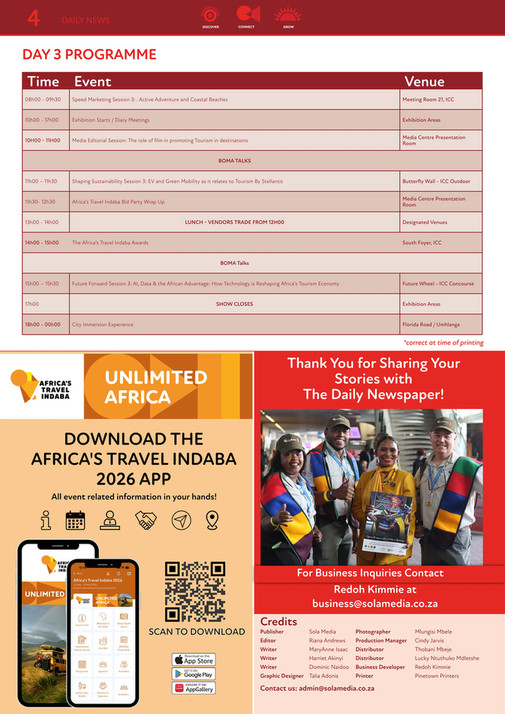 Indaba Events Film & Event Media - Africa's Travel Indaba 2026 - Day 3 Daily News ...