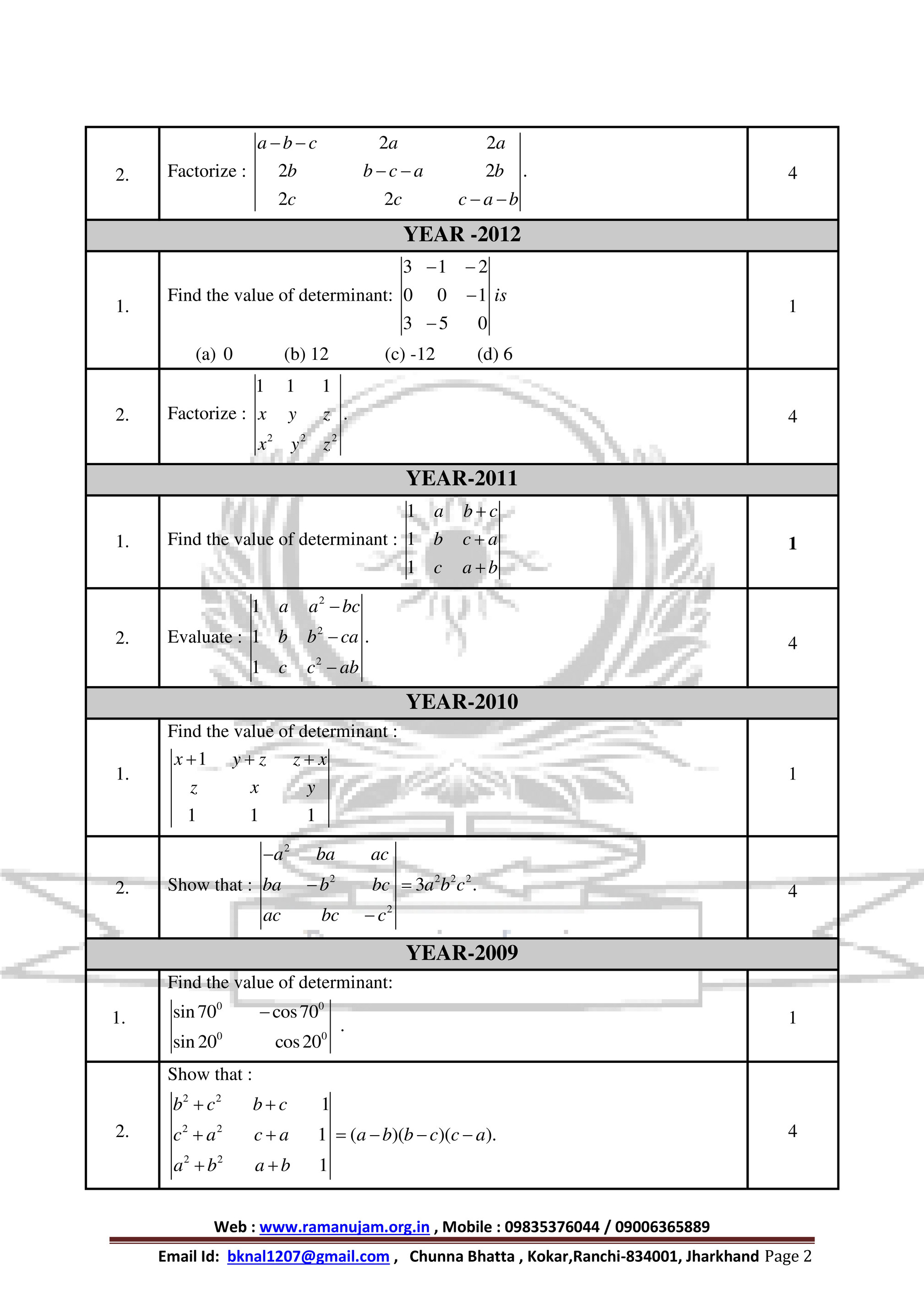 My Publications Jac Board Class 12 Determinant Question 06 17 Mathematics By Bharat Page 2 3 Created With Publitas Com