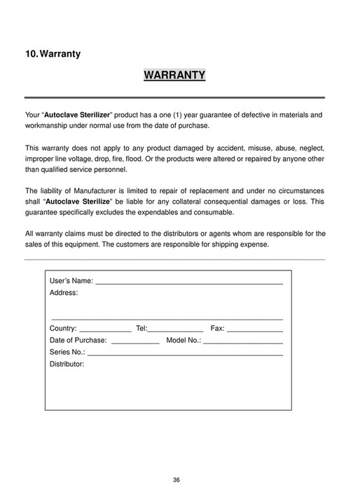 DLC Vet Pty Ltd - Autoclave SA-260FA Manual - Page 36-37 - Created with ...