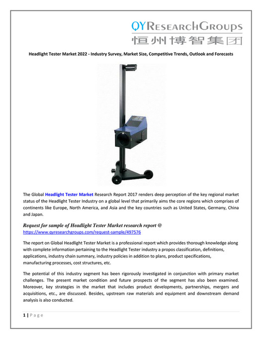 Market Research Globe Headlight Tester Market 2022!    Industry - headlight tester market 2022 industry survey market size co!   mpetitive trends outlook and