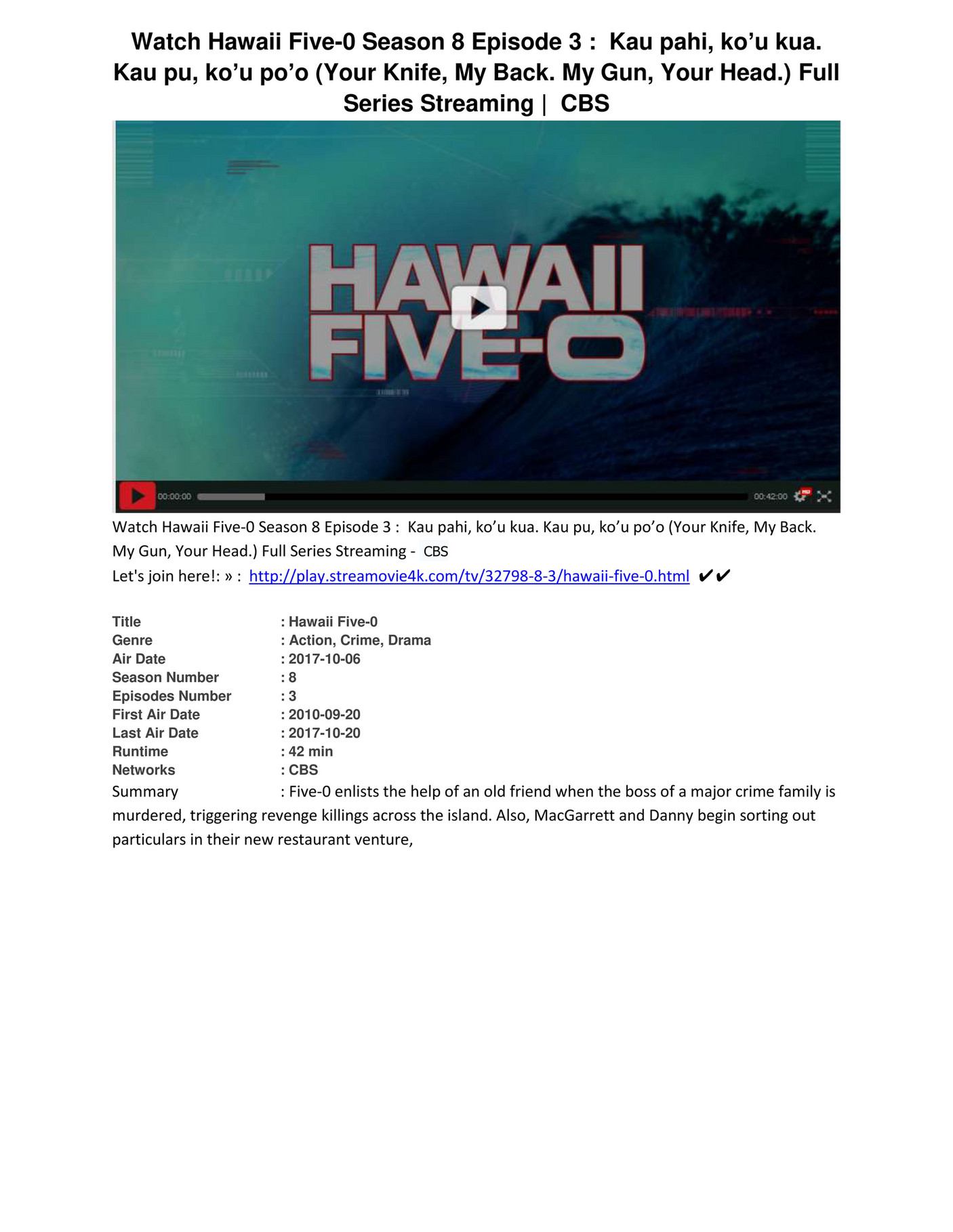 hawaii five 0 season 3 episode 1
