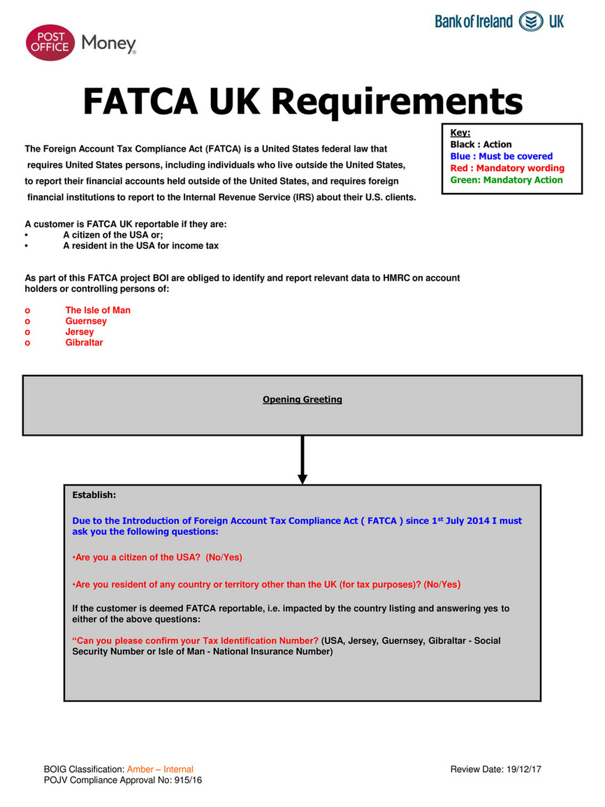 Boi Post Office Money Fatca Uk Requirements Call Guide 20161229