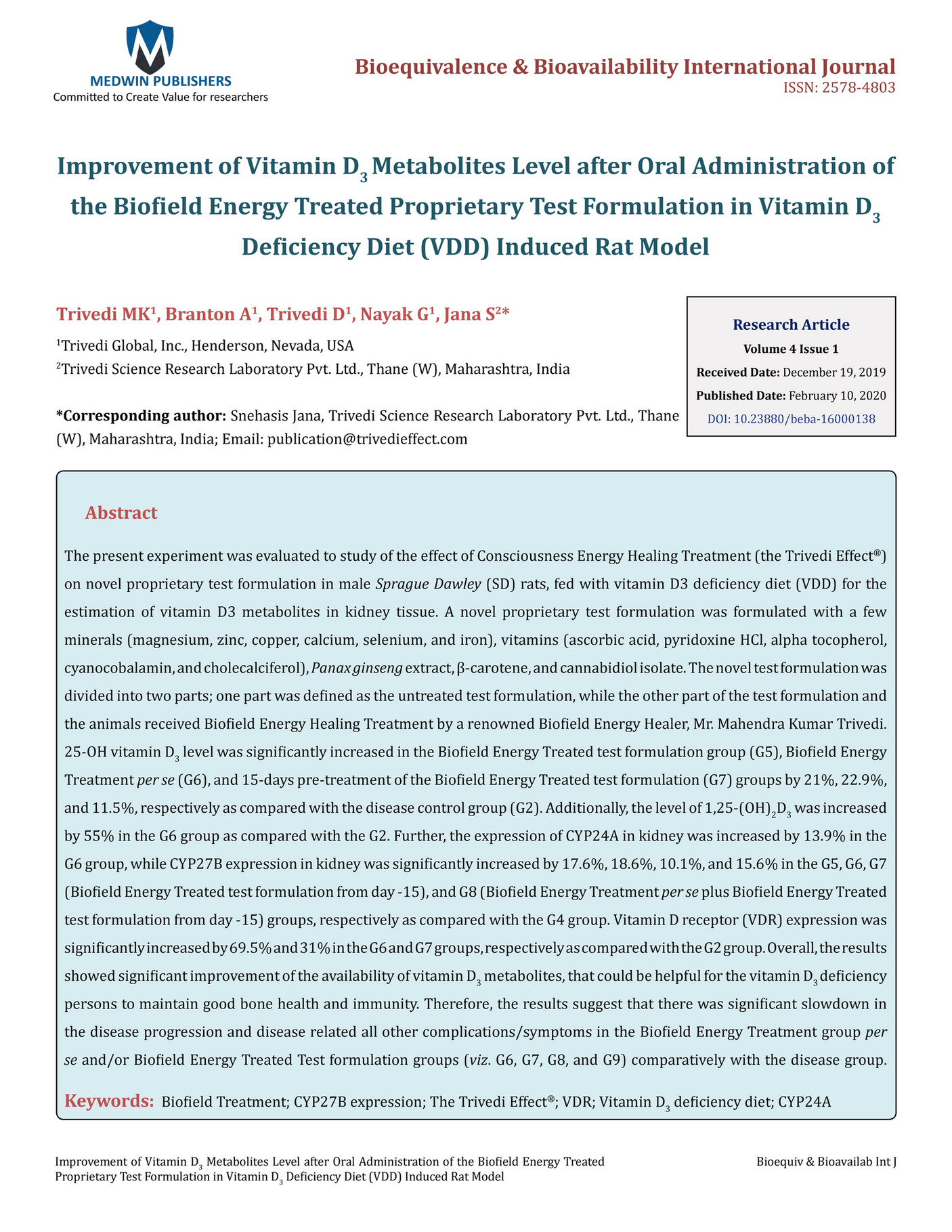Improvement of Vitamin D3 Metabolites Level after Oral Administration