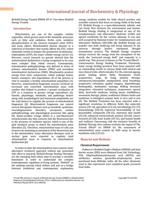 Impact of Biofield Energy Treated DMEM on Mitochondrial Biogenesis ...