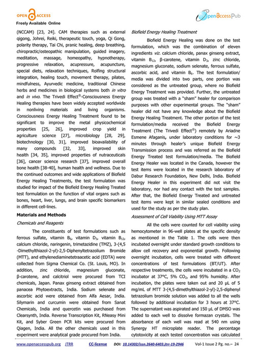 Impact of Biofield Energy Treatment Based Test Formulation on Vital ...
