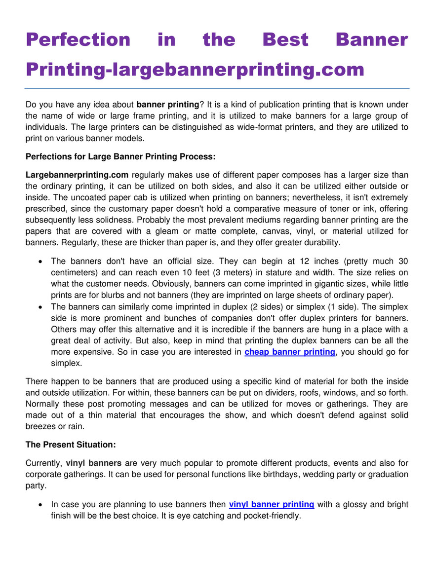 My Publications Perfection In The Best Banner Printing