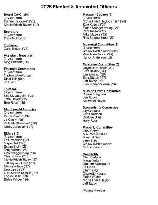 First Christian Church of Albany - 2026 Slate of Officers - Page 1 ...