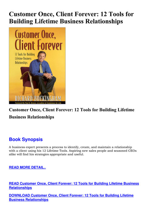 Publis - DOWNLOA T Customer Once Client Forever 12 Tools for Building ...