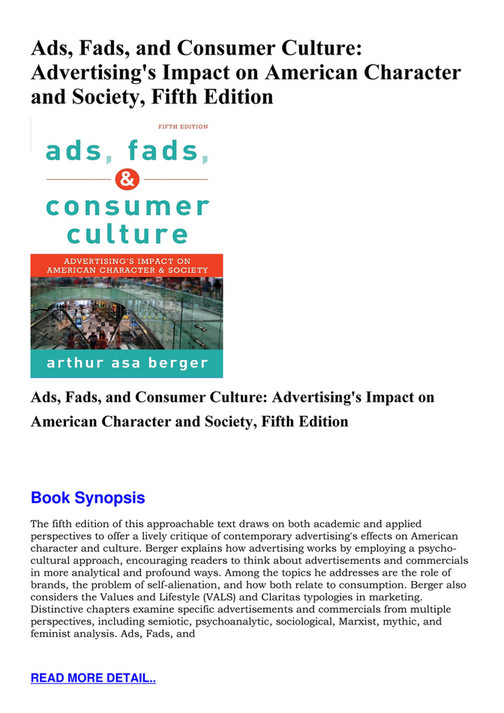 Publis - eBOOK Ads Fads and Consumer Culture Advertising s Impact on ...