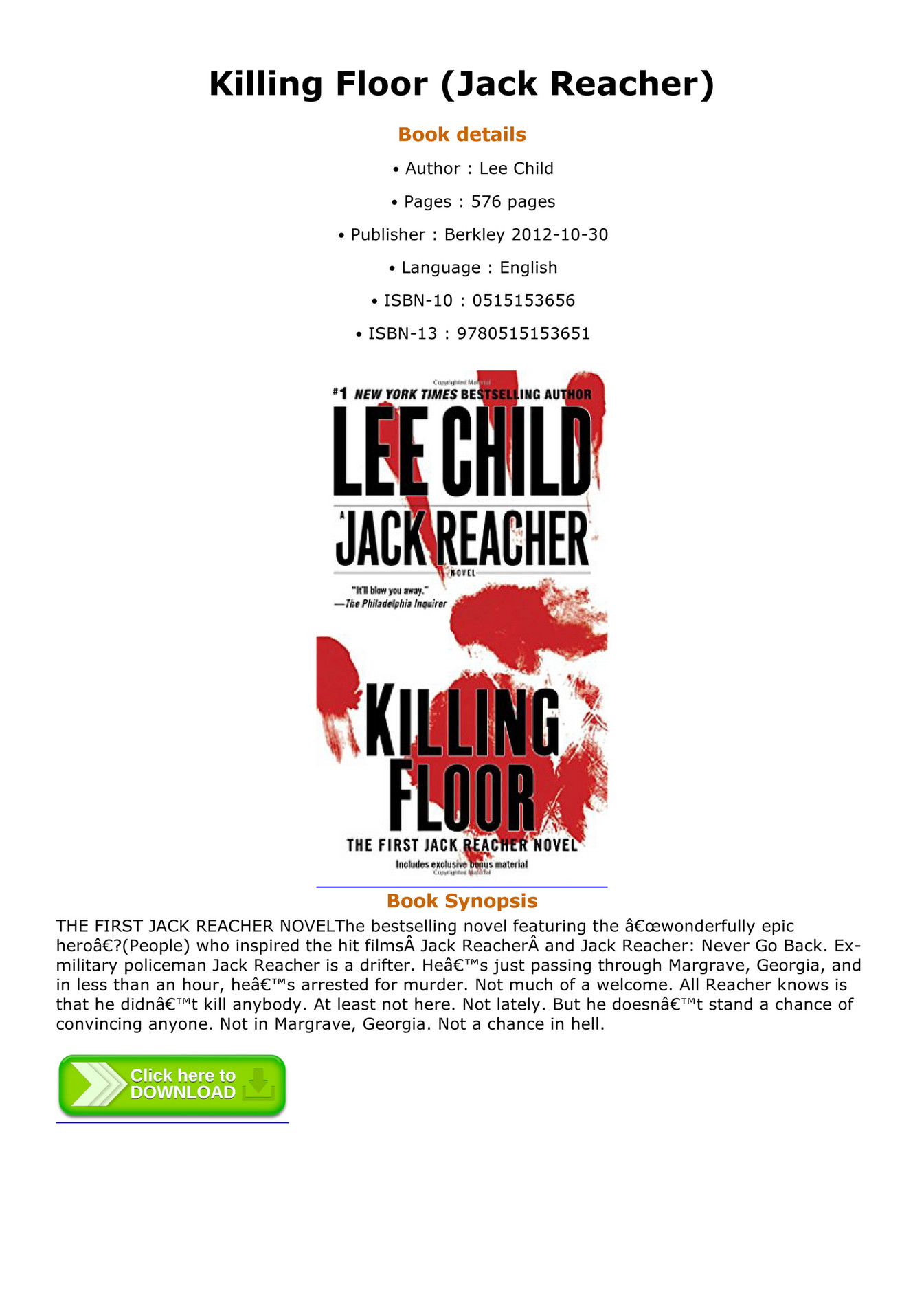 Top Killing Floor Jack Reacher Page 1 Created with