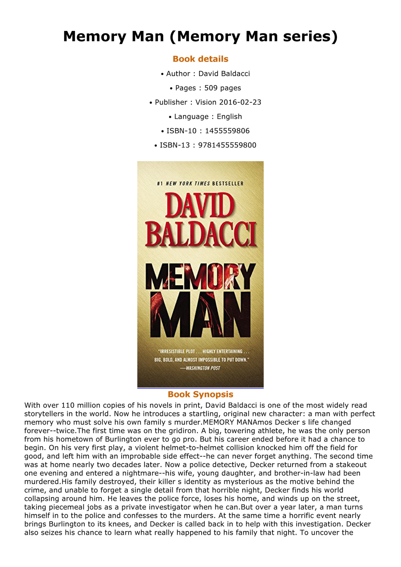 Top Memory Man Memory Man series Page 1 Created with