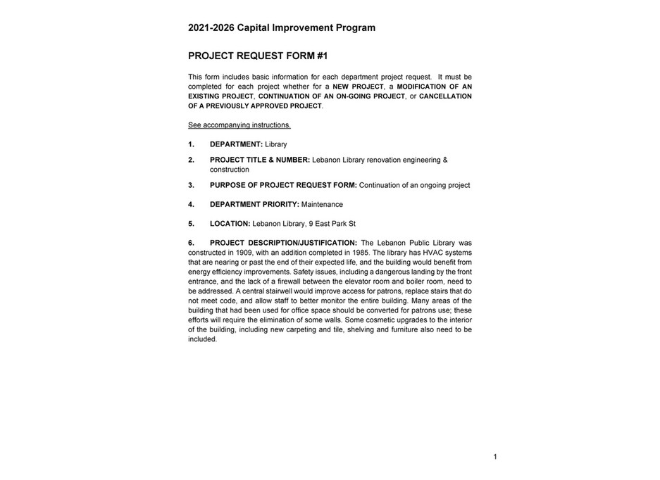 2021-2026 Capital Improvement Program - City of Lebanon, NH - Page 8