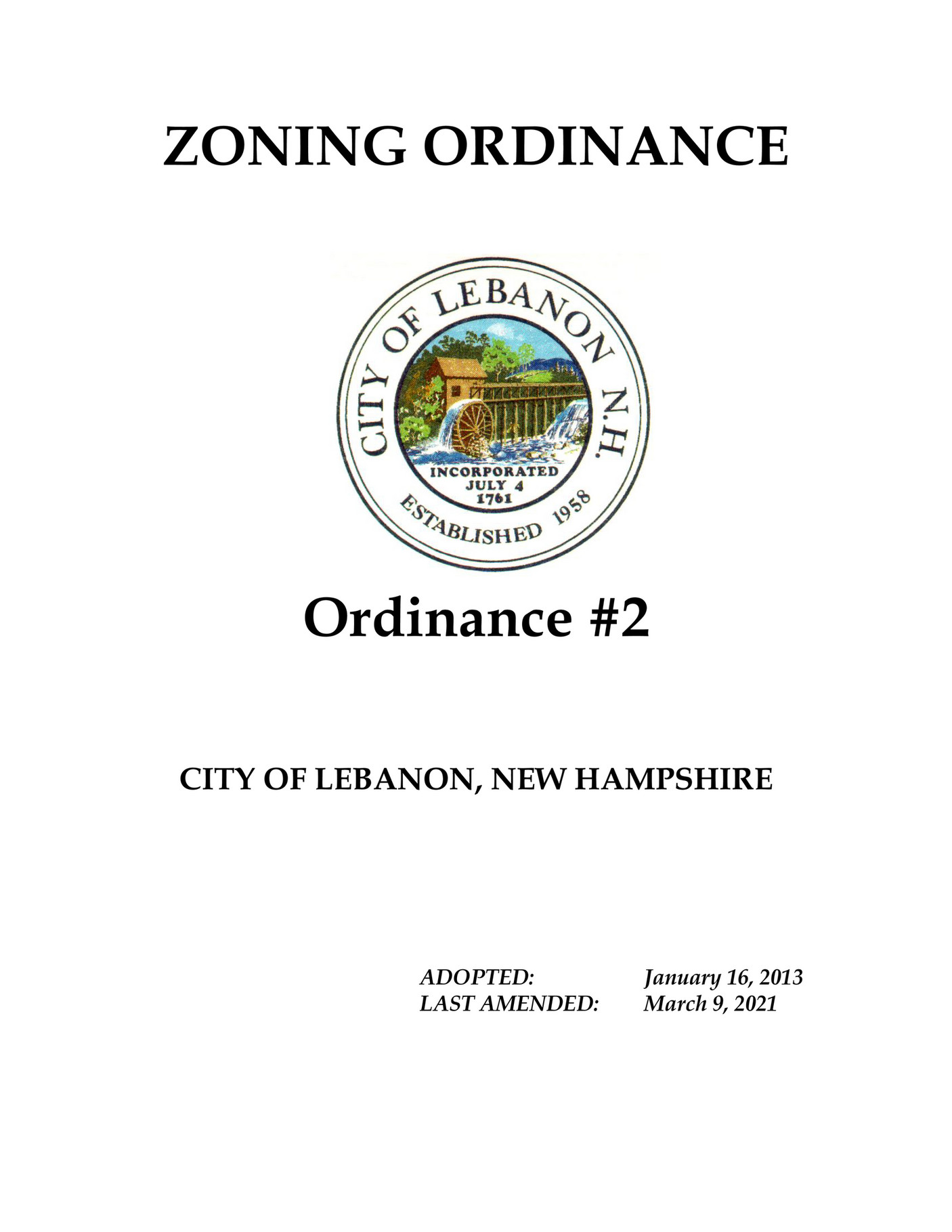 City of Lebanon City of Lebanon Zoning Ordinance Page 1