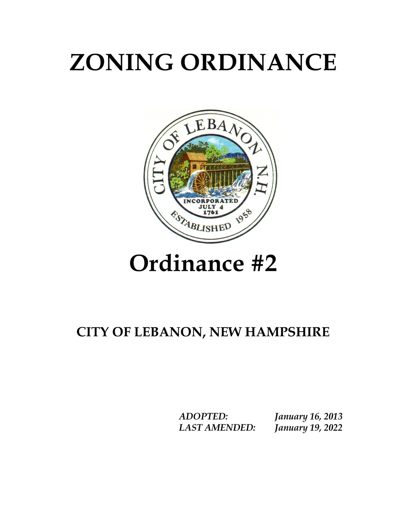 City of Lebanon City of Lebanon Zoning Ordinance Page 2