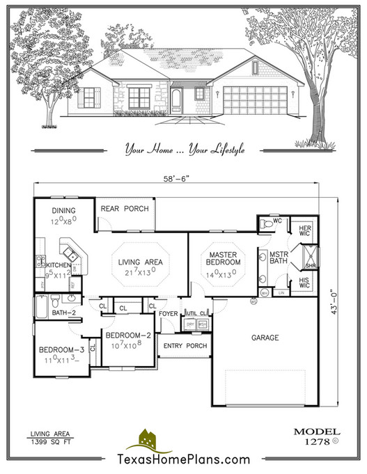 texas home plans - TEXAS TRADITIONAL- HOMES - Page 46-47