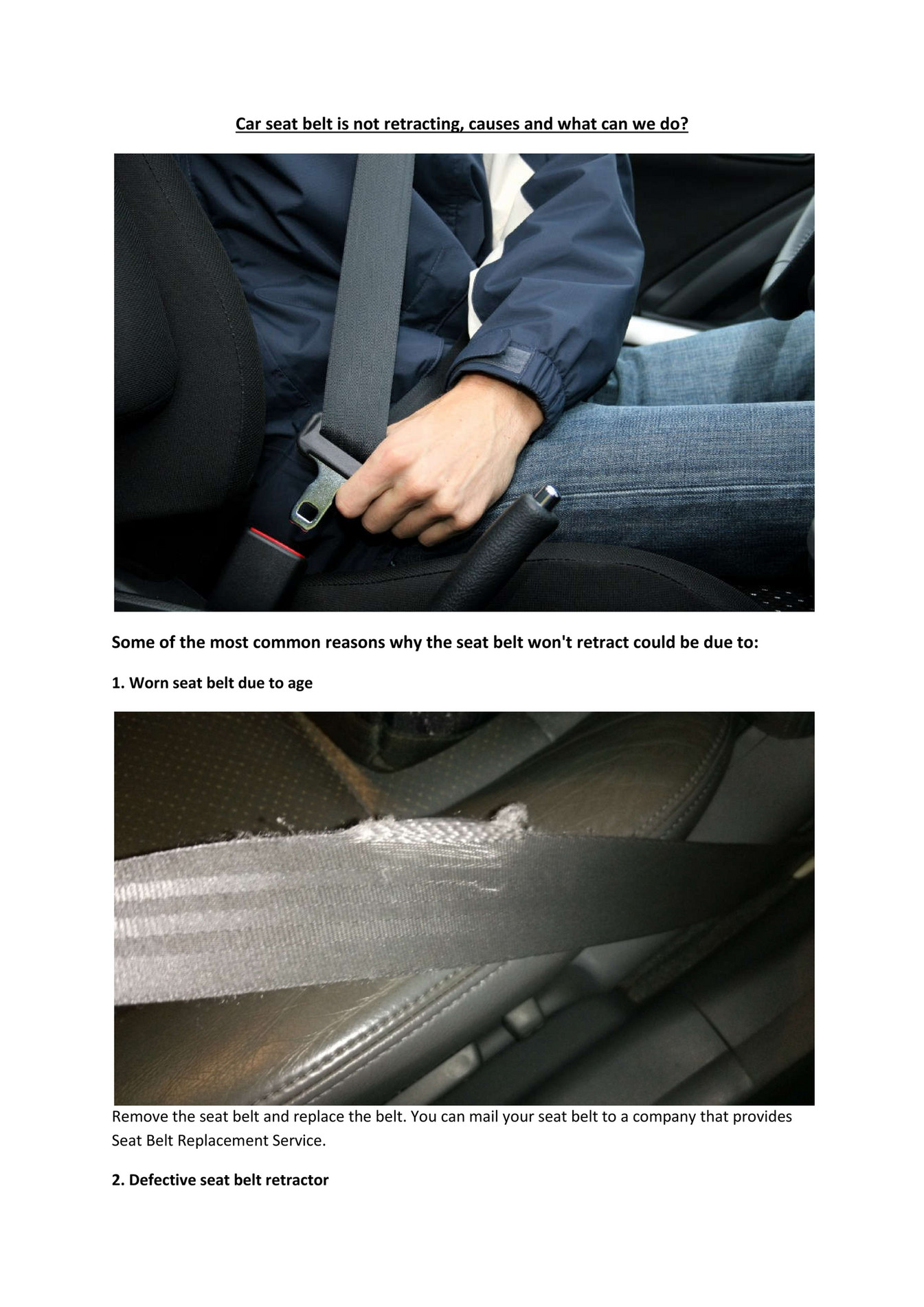 My publications Partsavatar, Toronto What causes my car seat belt to stuck Page 1