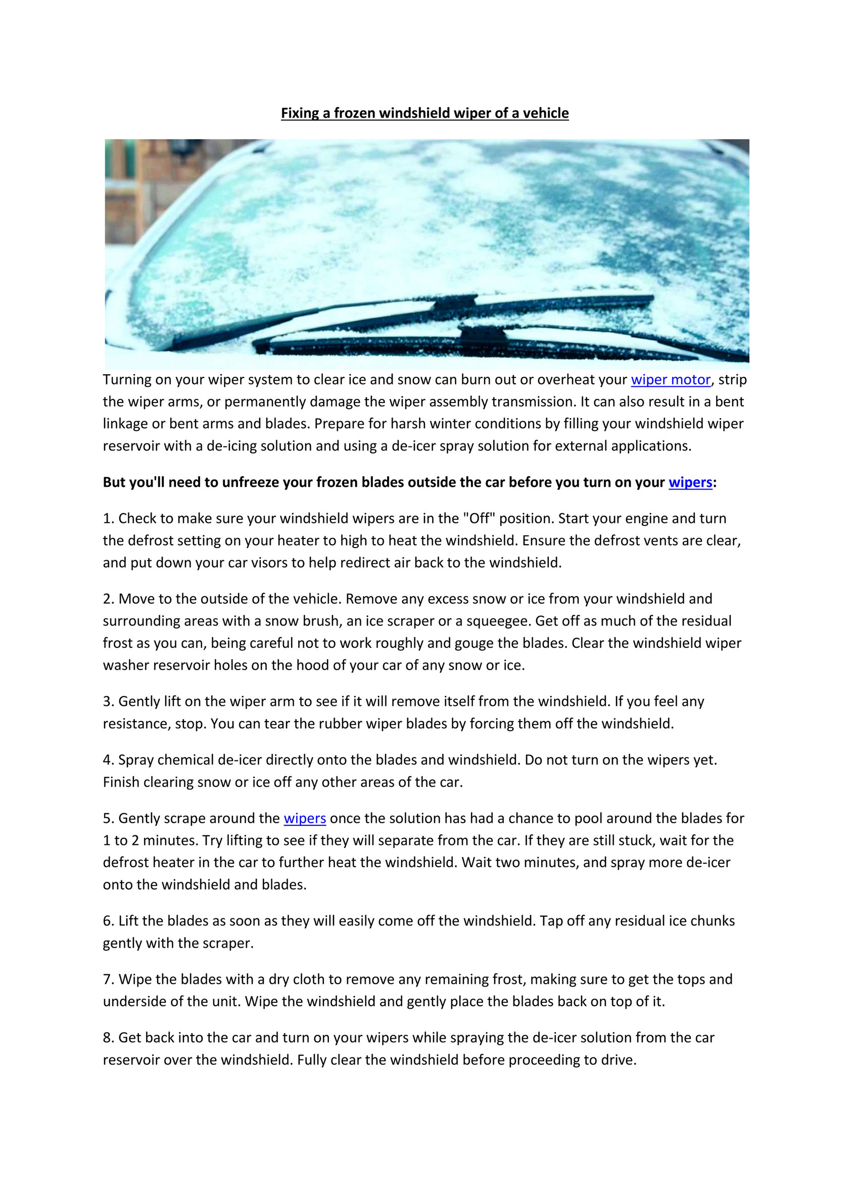 Frozen wipers: What can you do?