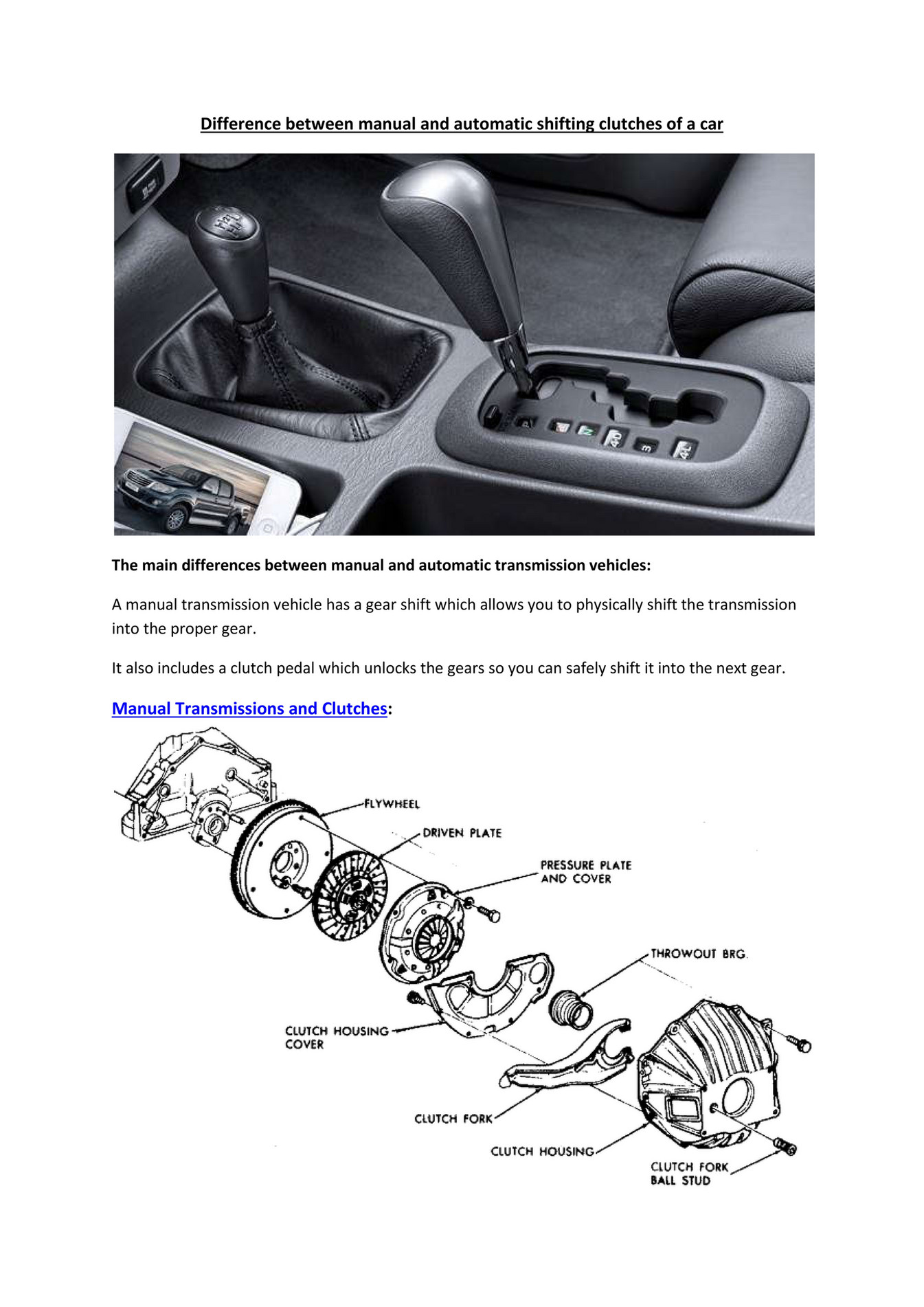 My publications Partsavatar Car Parts, Toronto Difference between manual and automatic