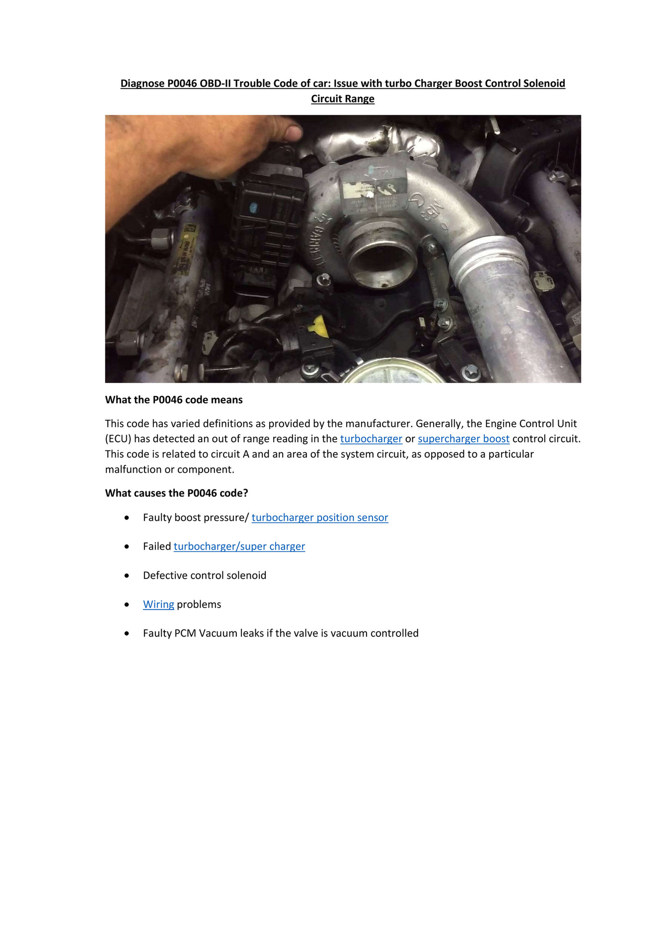 My publications Partsavatar, Canada Diagnose P0046 OBDII Trouble