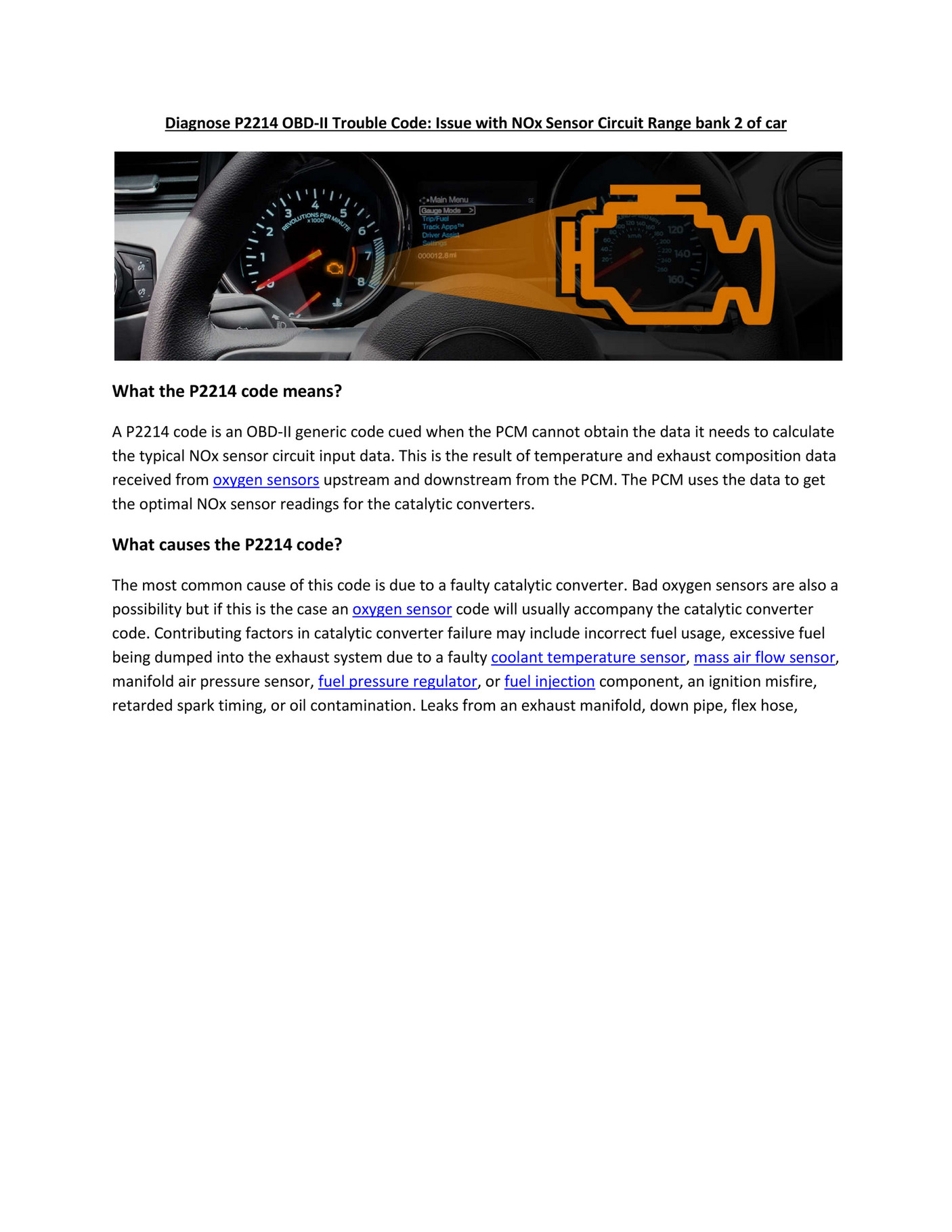 My Publications - Partsavatar.Ca - Diagnose P2214 OBD-II Trouble Code ...