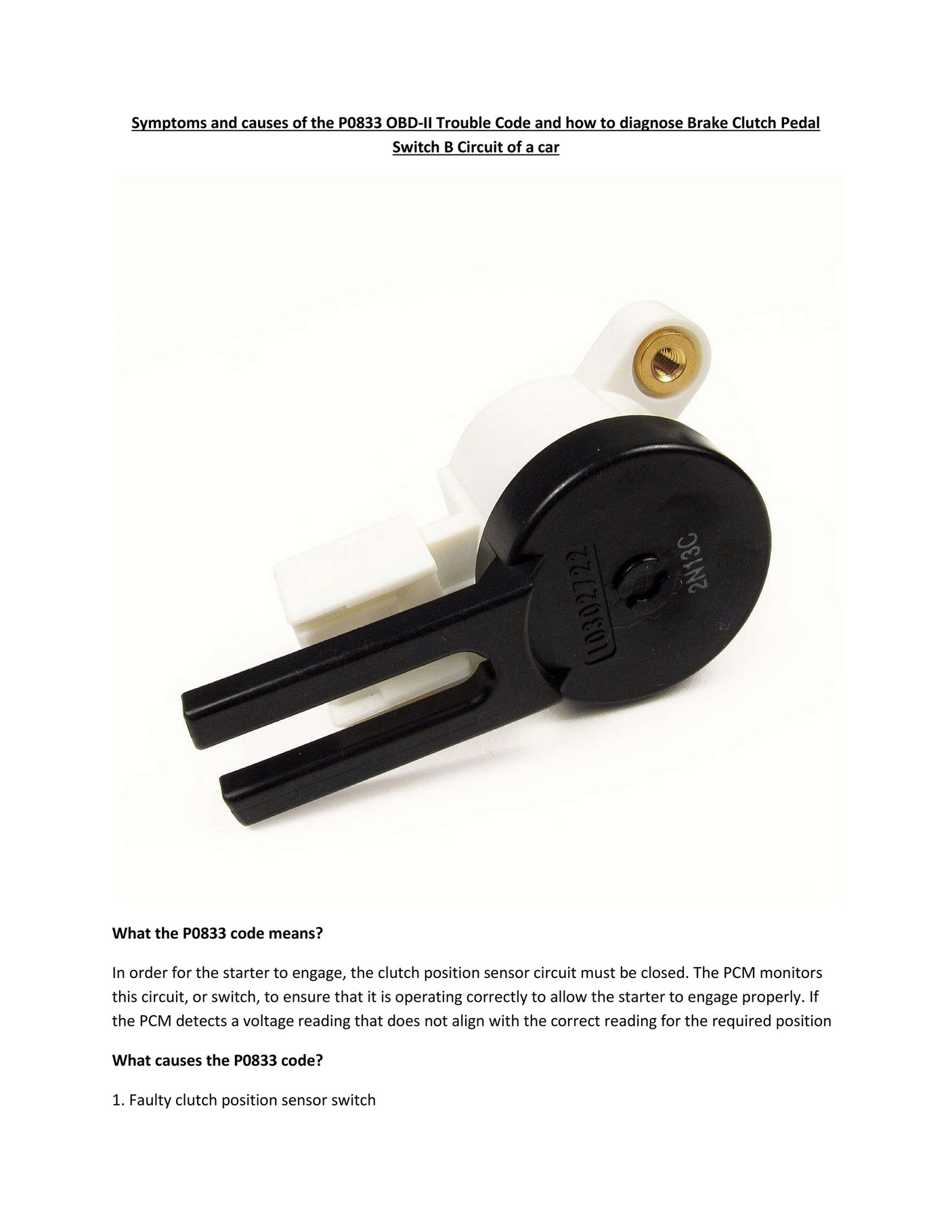 My publications Partsavatar Auto Parts, Canada Symptoms and causes