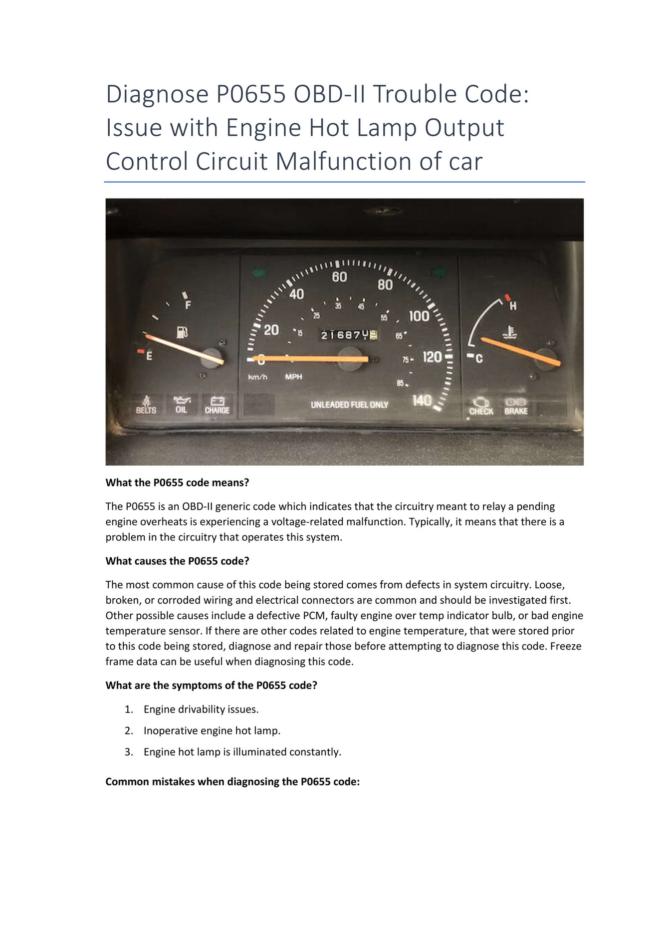 My Publications - Partsavatar - Diagnose P0655 OBD-II Trouble Code ...