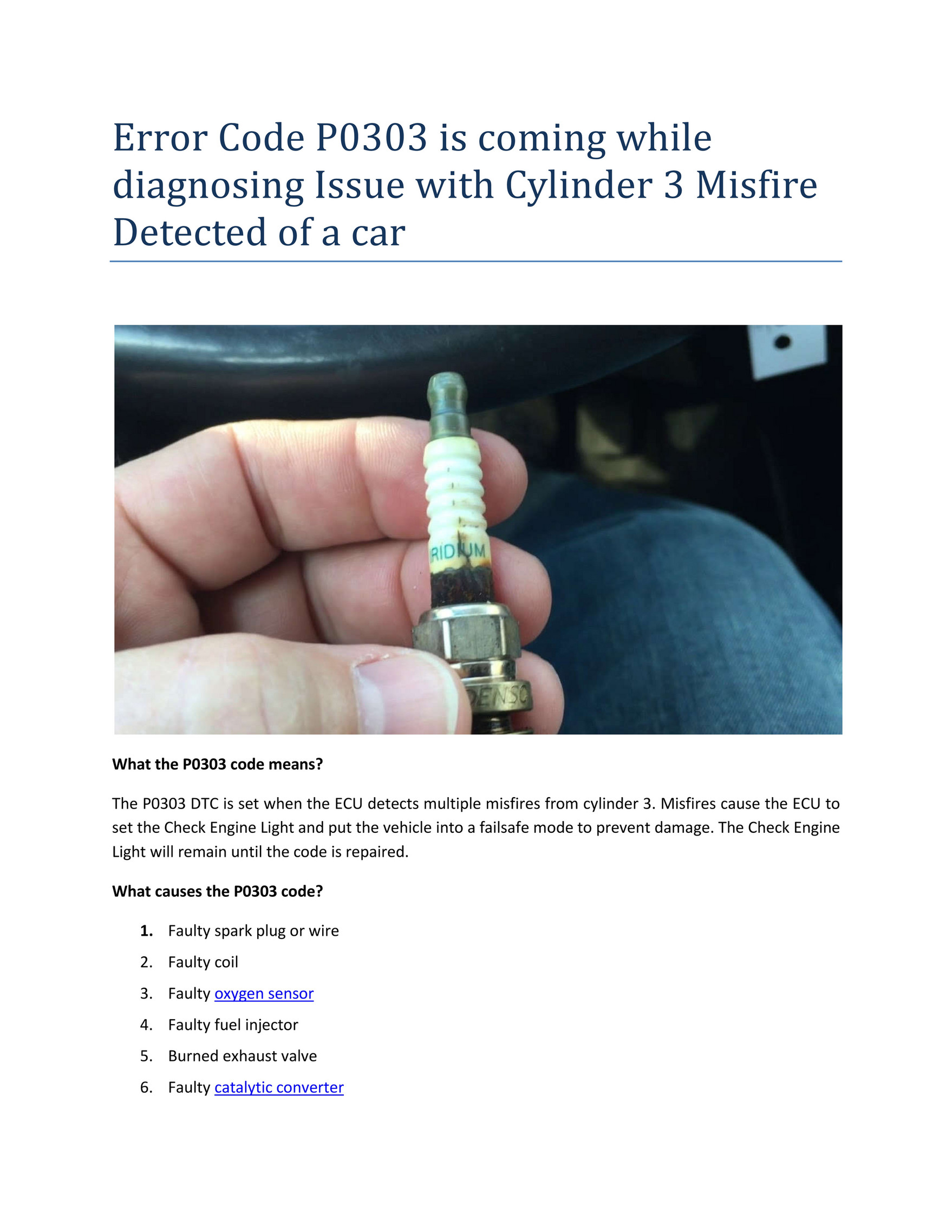 My Publications Partsavatar Replacement Parts Error Code P0303 Is Coming While Diagnosing Page 1 Created With Publitas Com