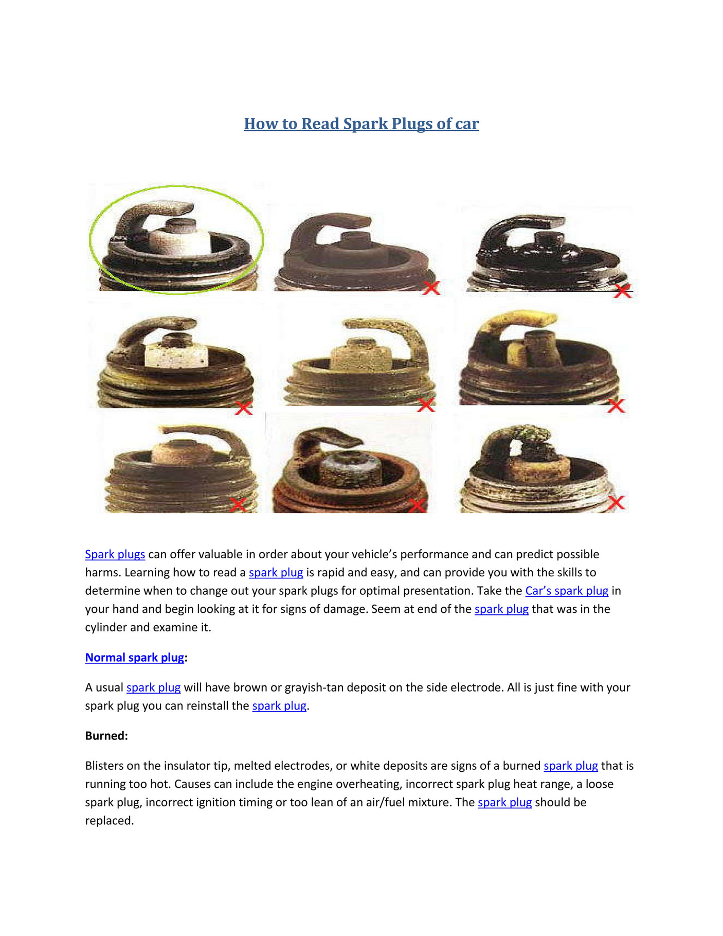 My publications Partsavatar After Market Car Parts, Canada How to Read Spark Plugs of car