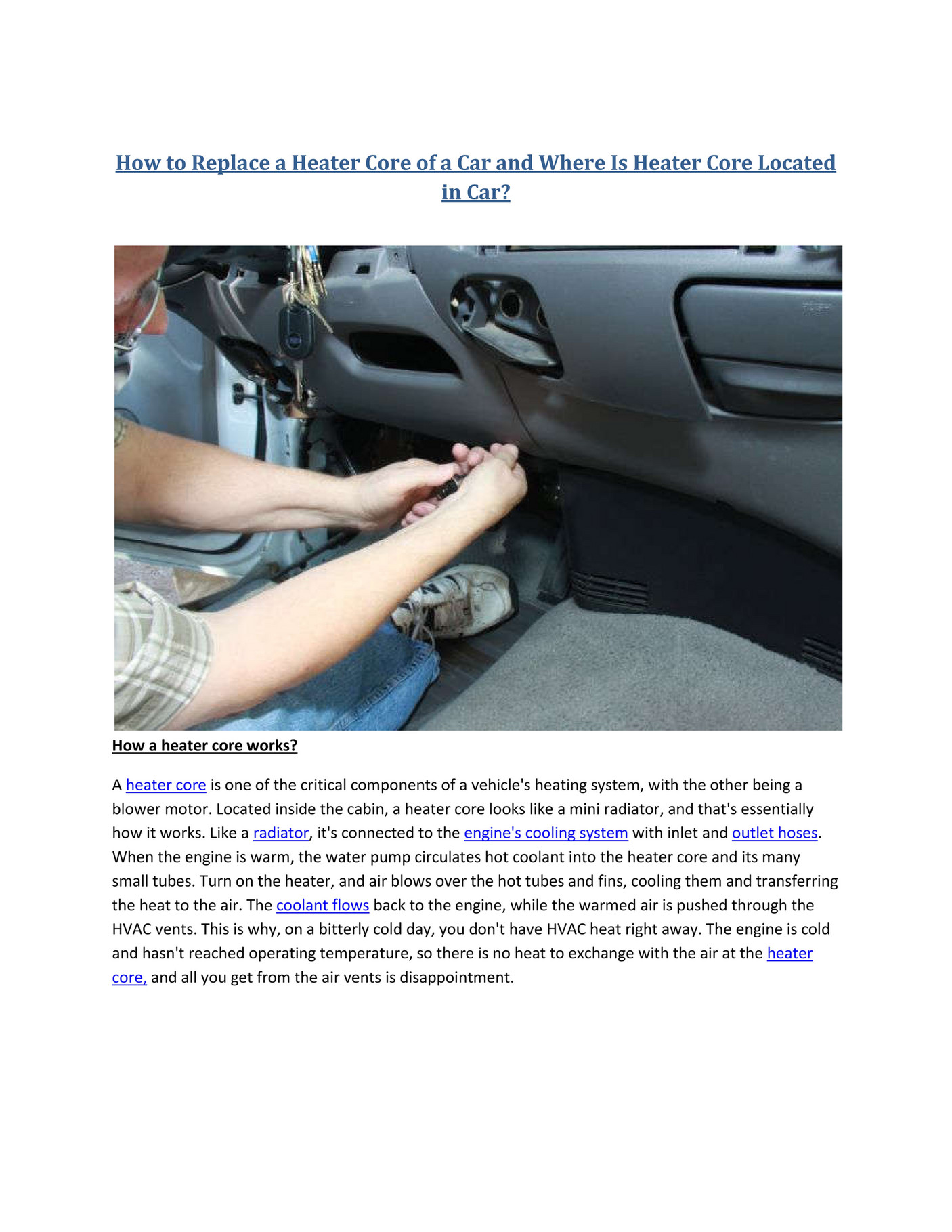 My publications Partsavatar.Ca How to Replace a Heater Core of a