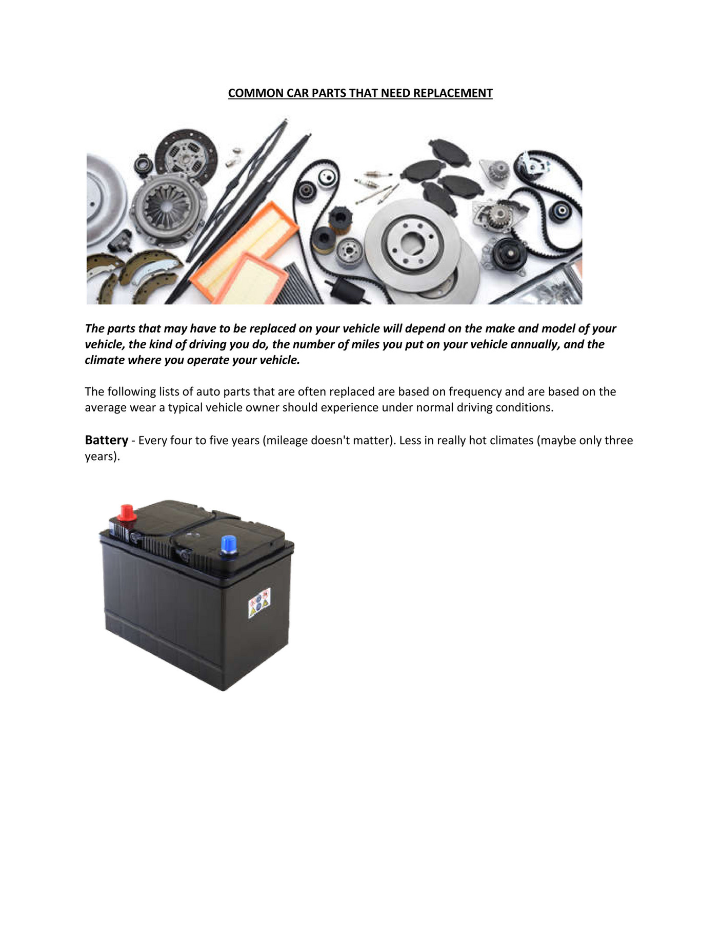 My publications Partsavatar Auto Parts, Canada Common car parts