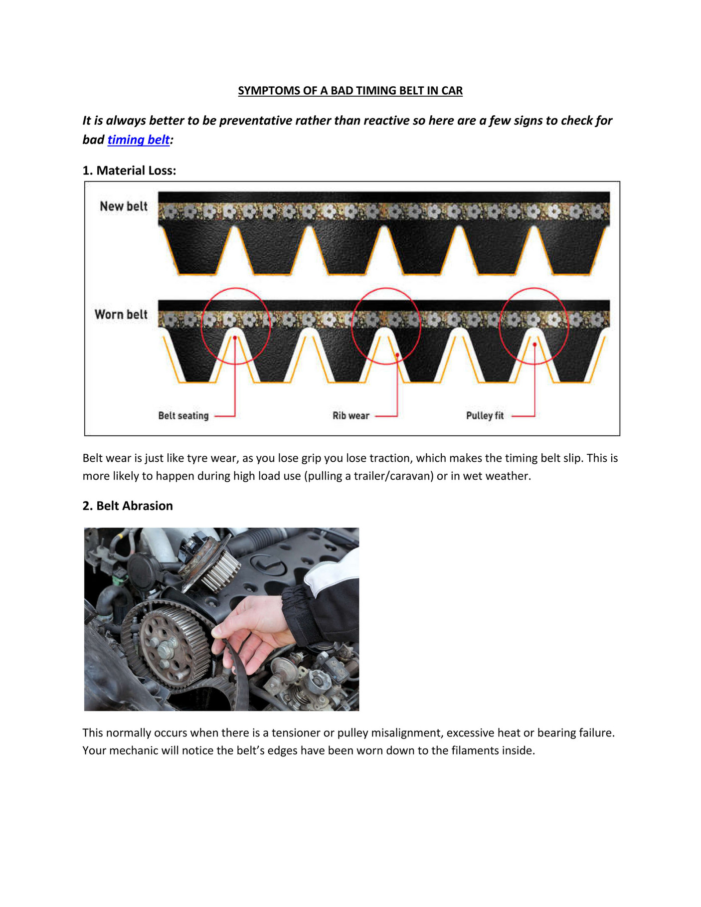 Bad Car Belt Symptoms