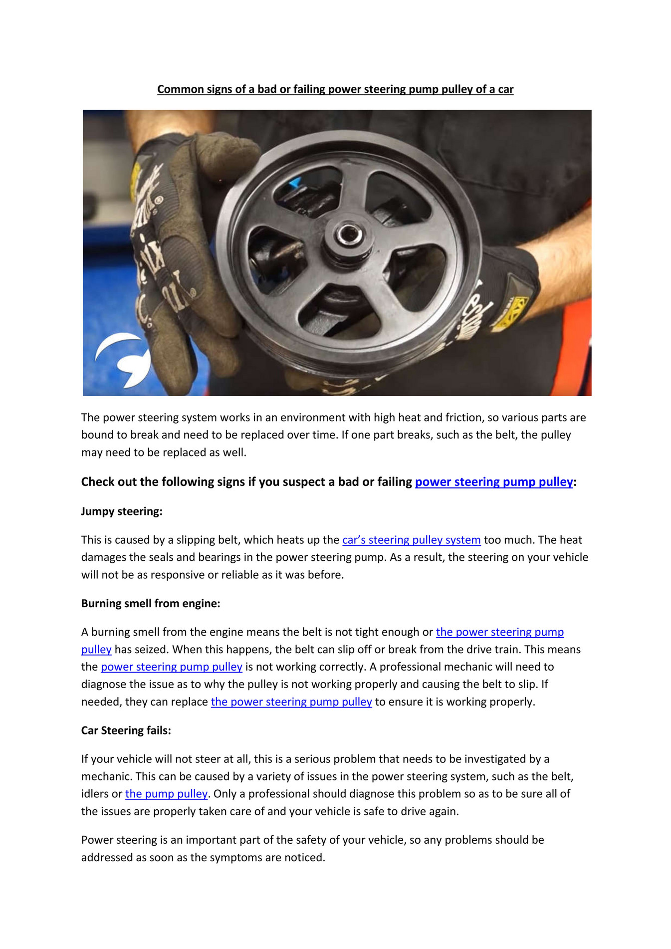 My publications Partsavatar Auto Parts, Canada Common signs of a