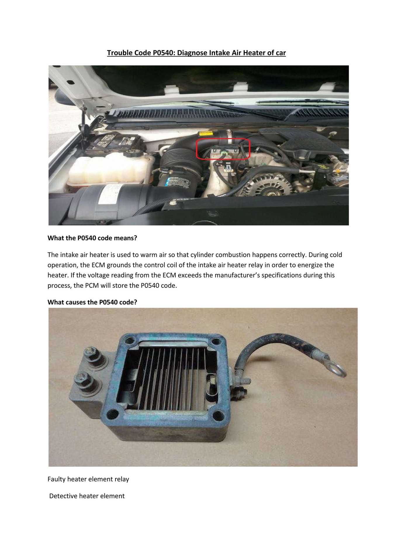 My publications Partsavatar, Toronto Trouble code P0540 diagnose