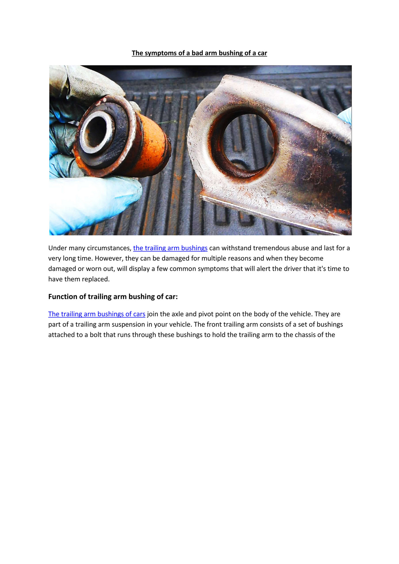 My publications Partsavatar.CAThe symptoms of a bad arm bushing of a