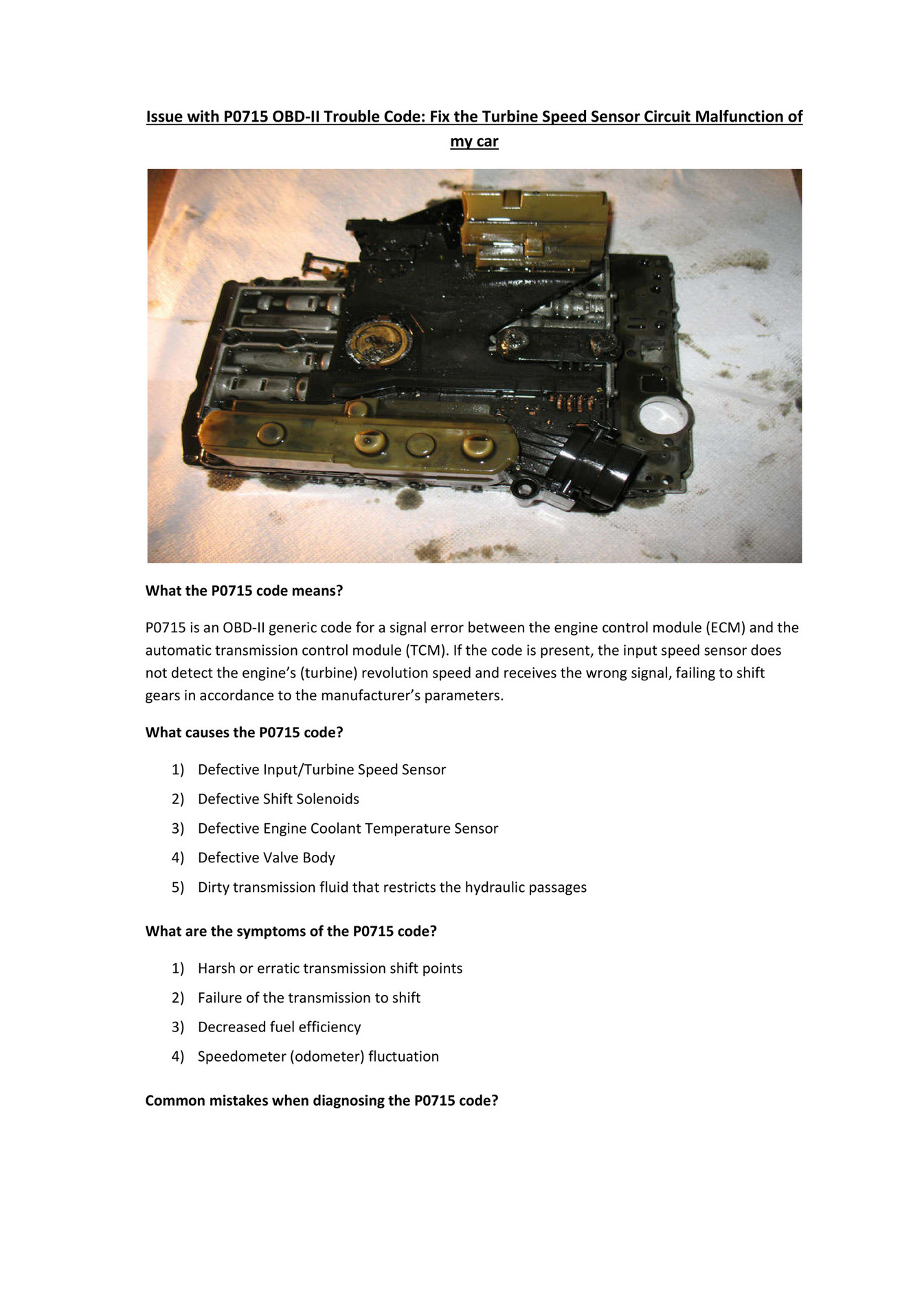 My Publications Partsavatar Car Parts Canada Issue With P0715 OBD 