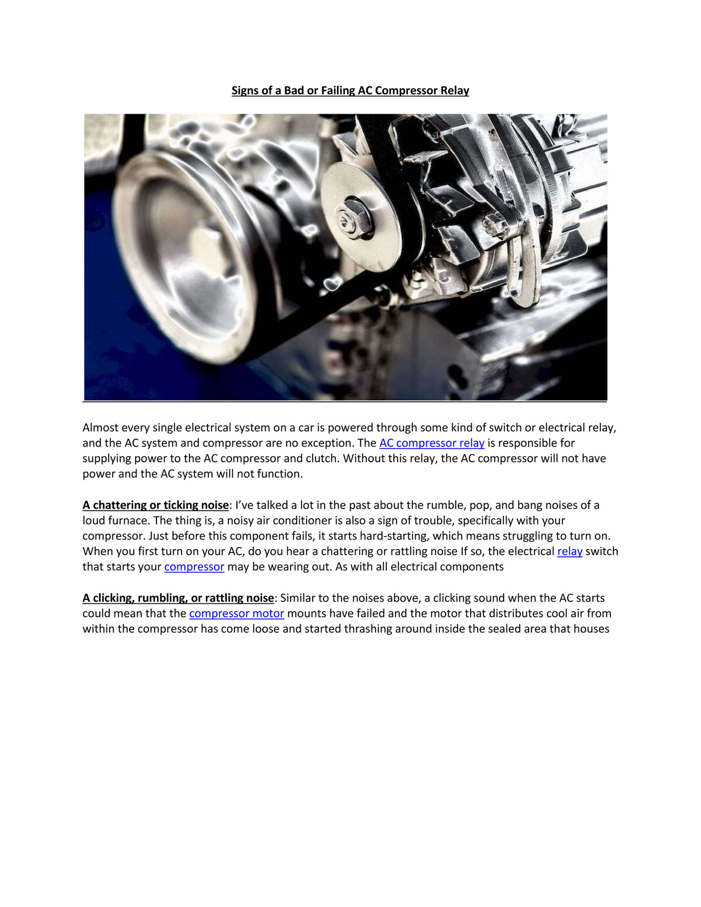 My publications Partsavatar Car Parts, Canada Signs of a Bad or