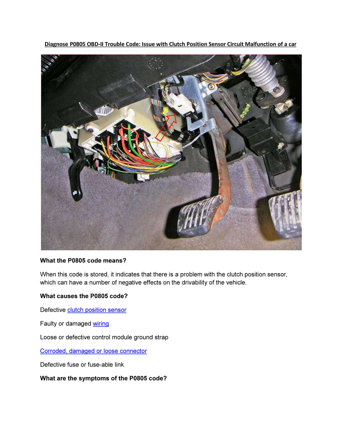 My Publications - Partsavatar Car Parts, Canada - Diagnose P0805 OBD-II ...