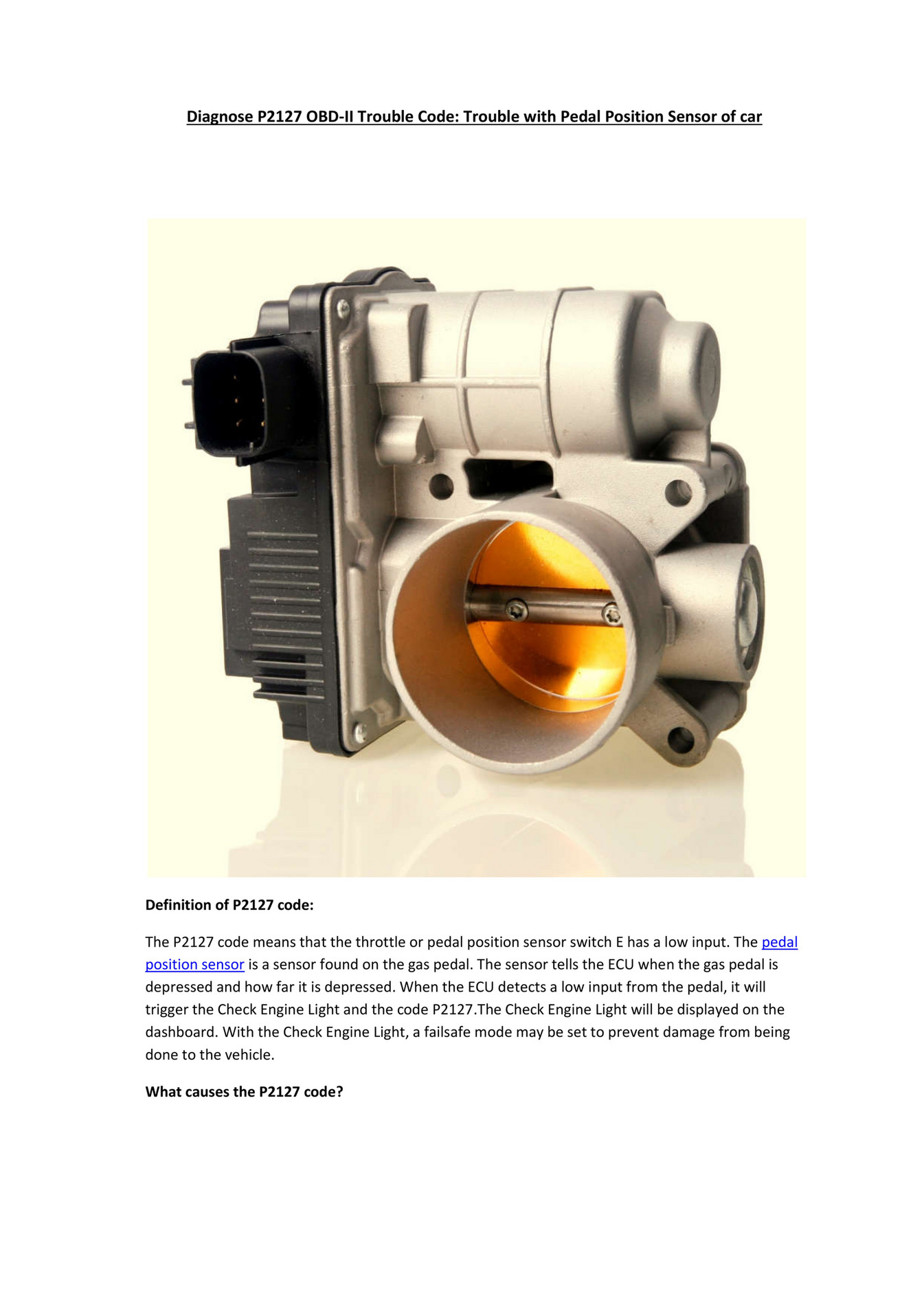 My publications Partsavatar Car Parts, Canada Diagnose P2127 OBDII
