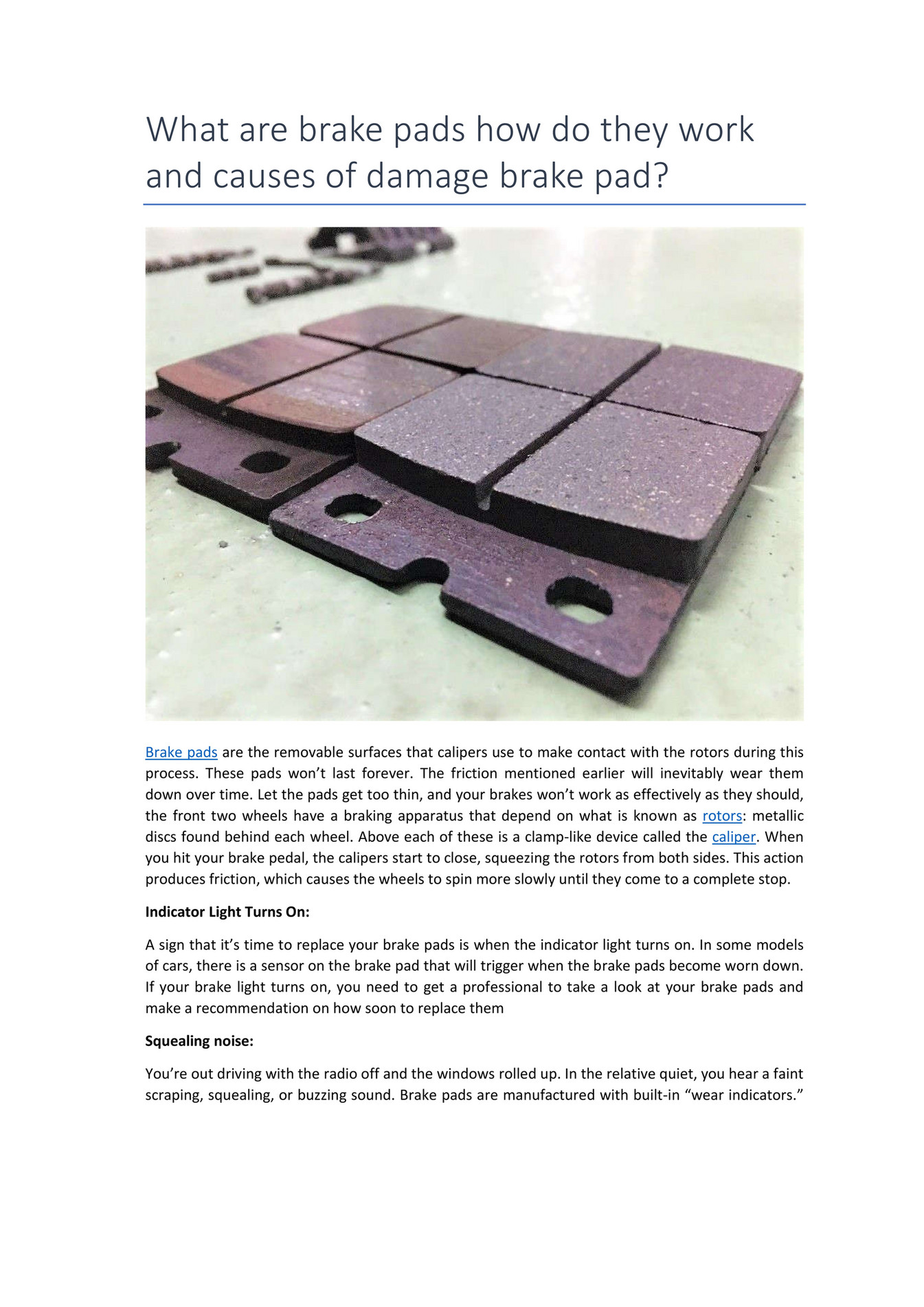 My publications PartsAvatar What are brake pads how do they work