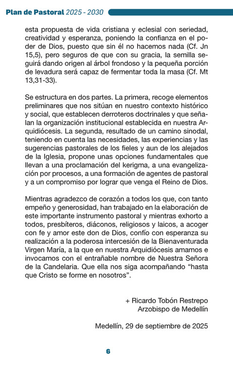 Arquidiócesis de Medellín - PLAN PASTORAL 2025 - Página 4-5 - Creado ...