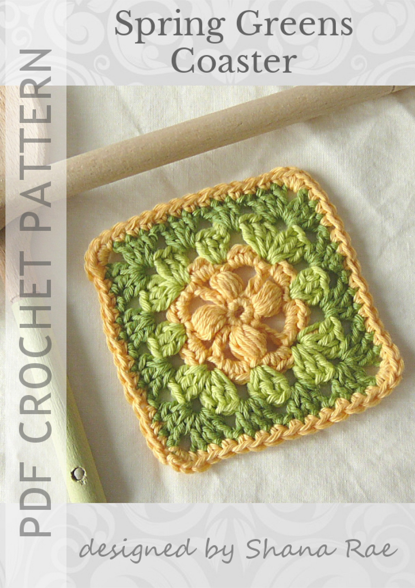 My publications Spring Greens Coaster Crochet Pattern Page 1