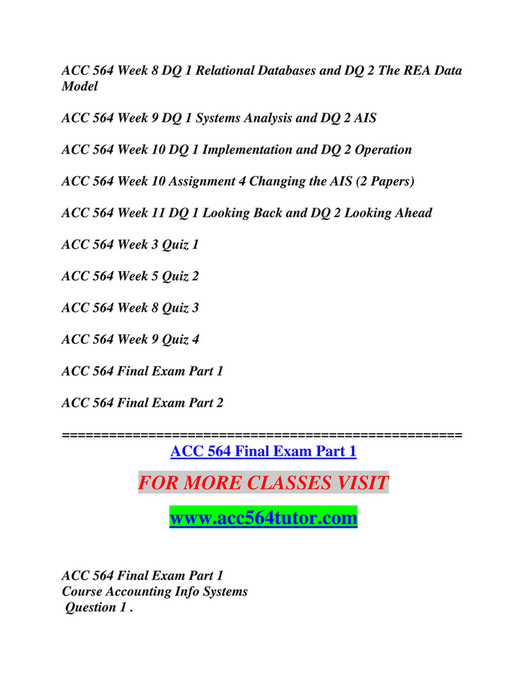ved - ACC 564 TUTOR Education Redefined/acc564tutor.com - Page 1 ...