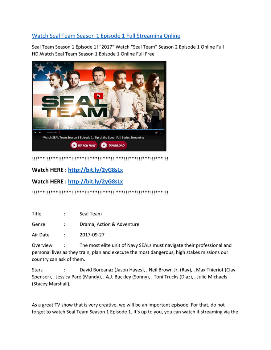 seal team season 1 episode 1 watch online free