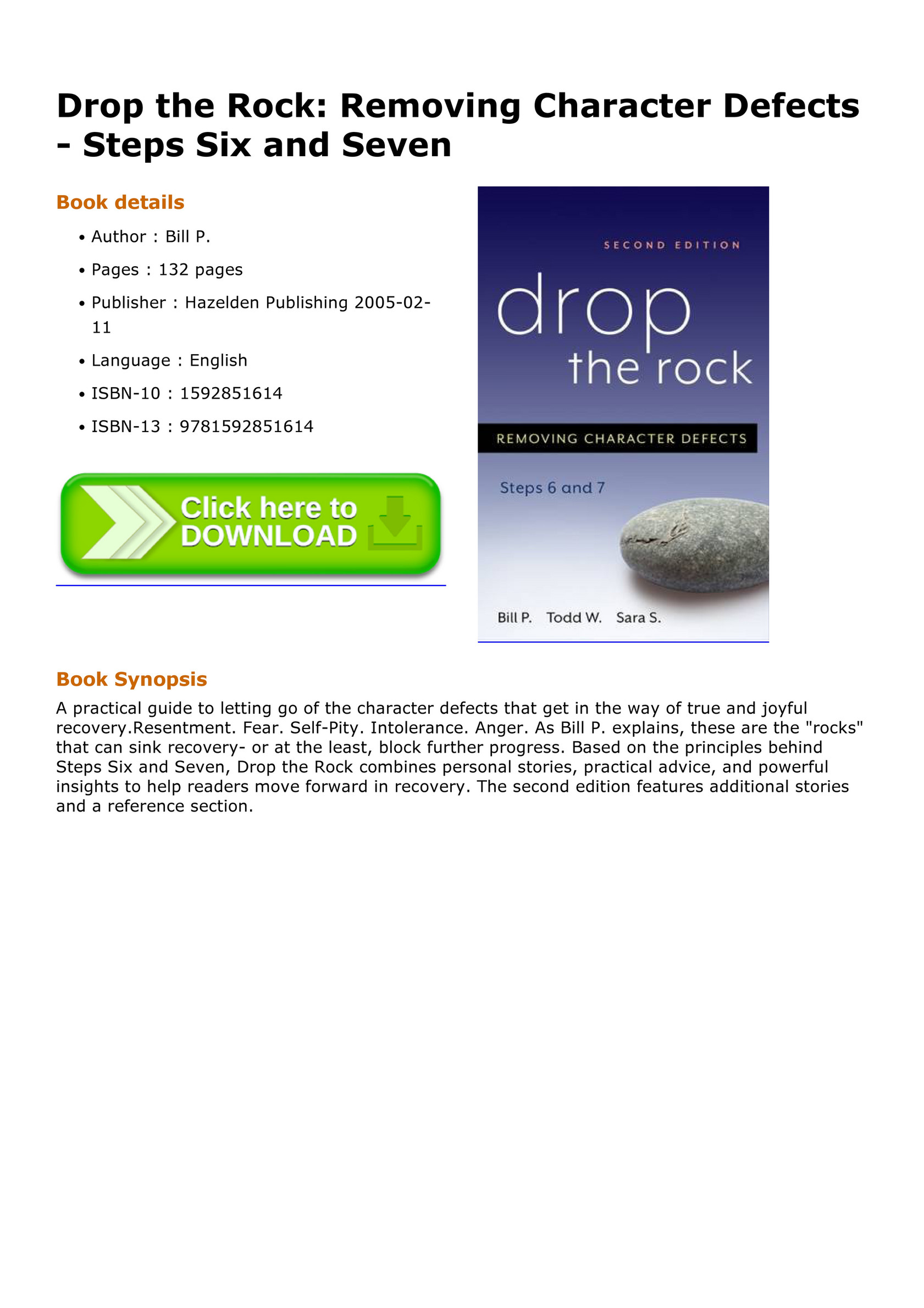 Soydakidro Deyom Com Drop The Rock Removing Character Defects Steps Six And Seven Page 1 Created With Publitas Com