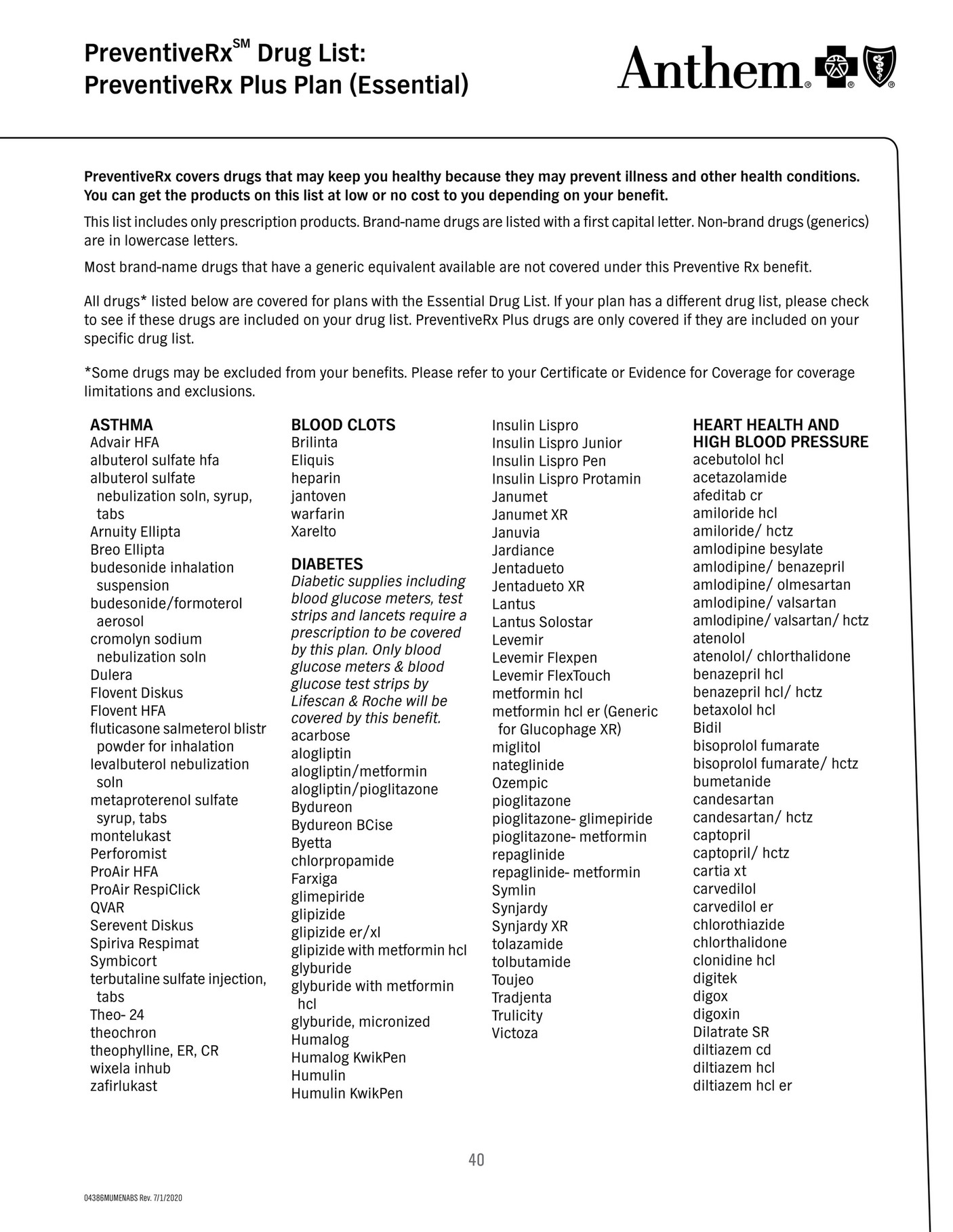 Publication Anthem PreventiveRx Drug List Page 1 Created with